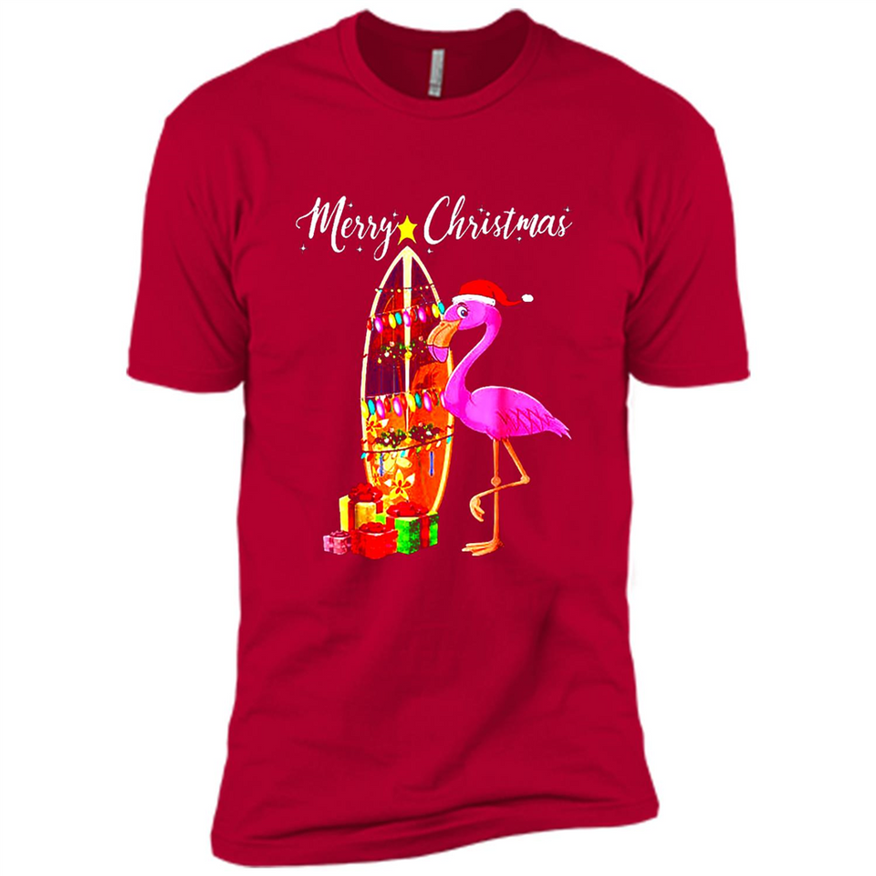 Flamingo Christmas Shirt, Merry Christmas Shirt , Flamingo - Premium Short Sleeve T-Shirt