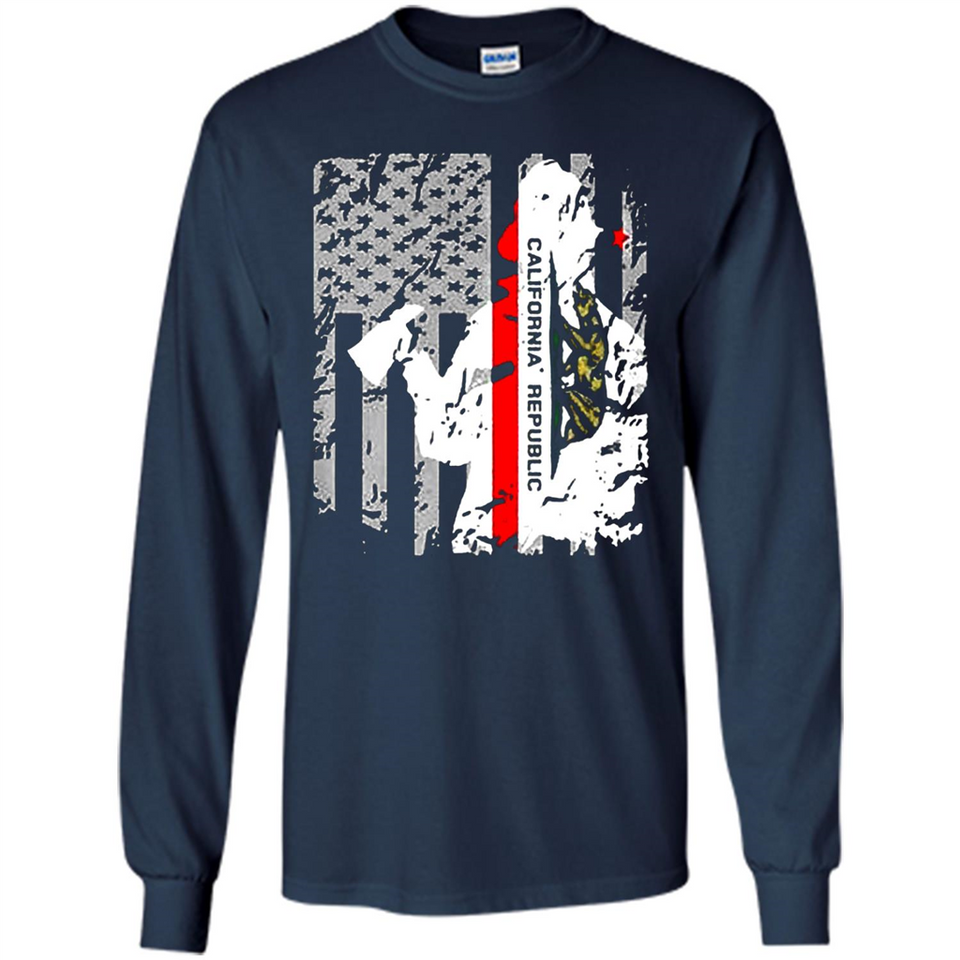 Paradise California Firefighter Thin Red Line Funds Youth T-Shirt PINGPONG - Long Sleeve T-Shirt