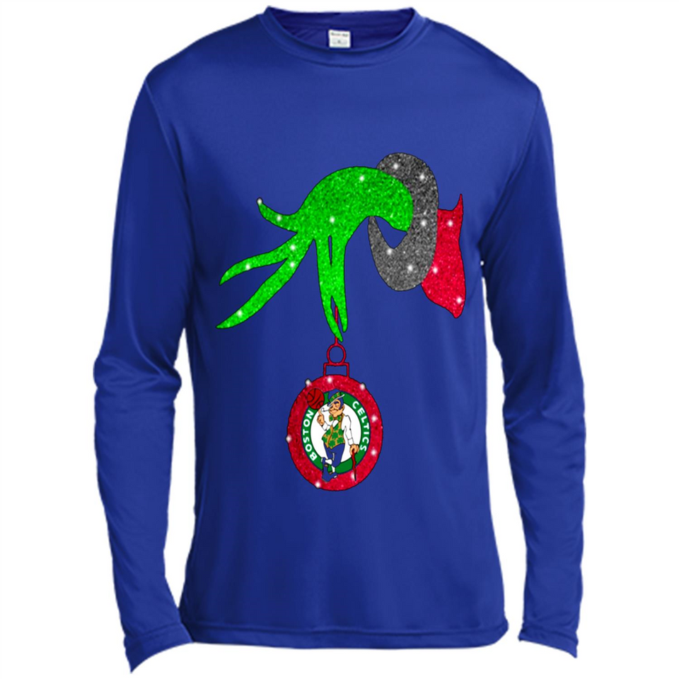 GRINCH HAND HOLDING BOSTON CELTICS NBA GLITTER CHRISTMAS PINGPONG