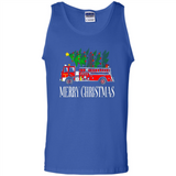 Firetruck Santa Sleigh Merry Christmas Firefighter - Tank Top