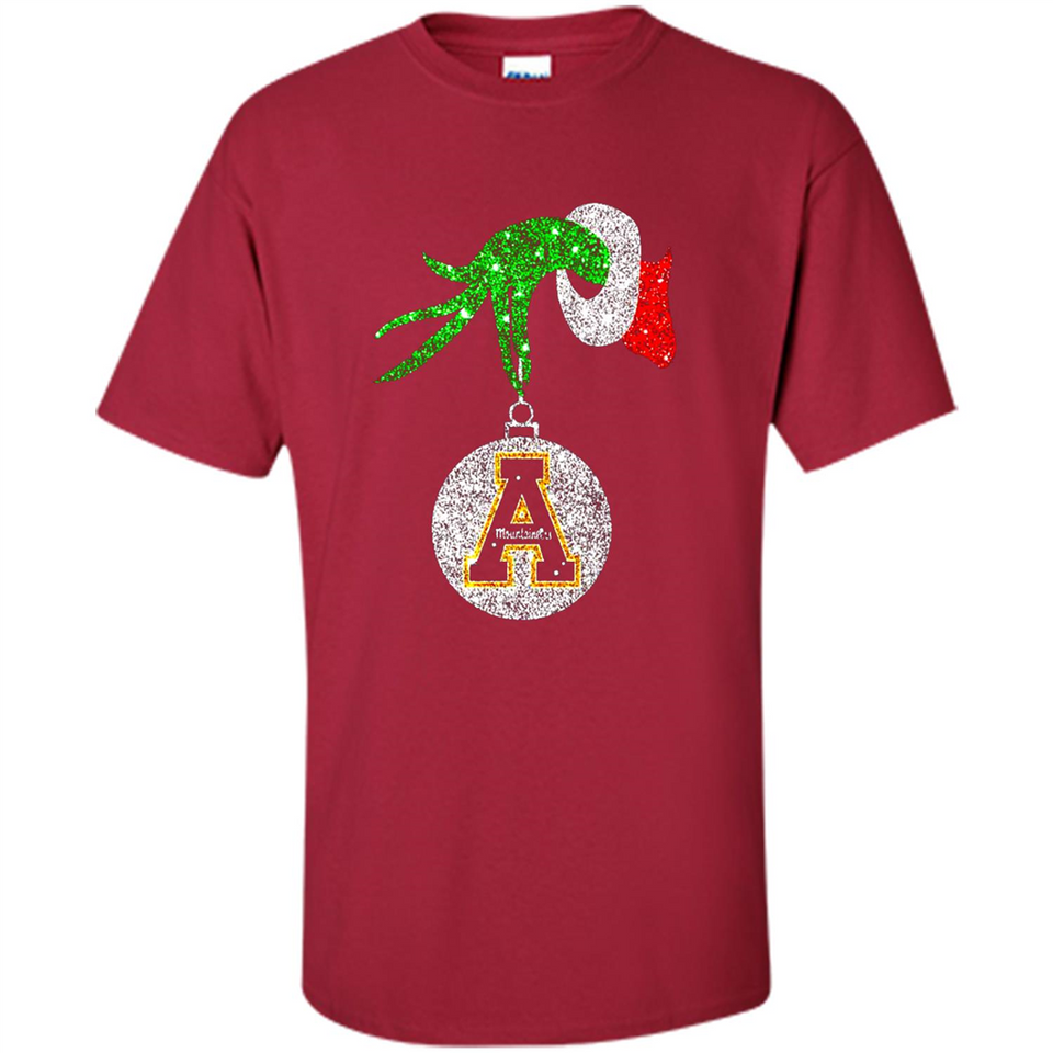 Funny Appalachian State Mountaineers Glitter Grinch Monogram Ornament Christmá - Shirt