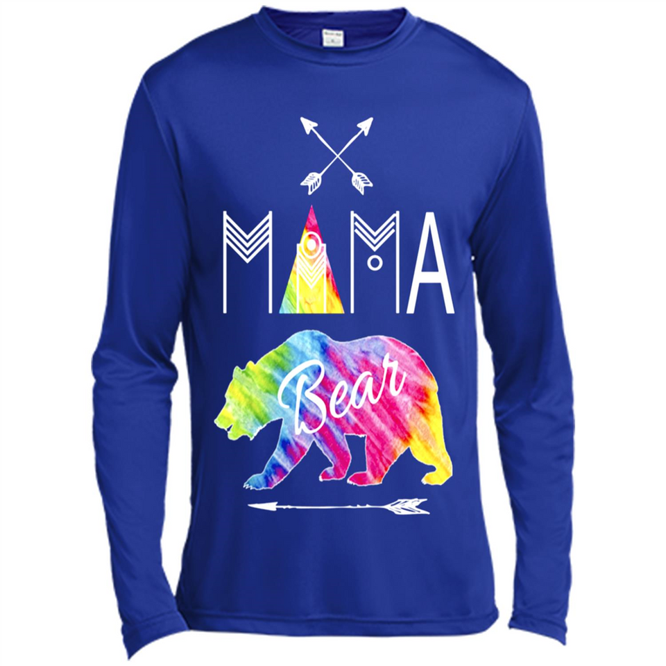 Mama Bear Shirt Tie Dye Family Vacation & Camping Tee - Canvas Long Sleeve T-Shirt
