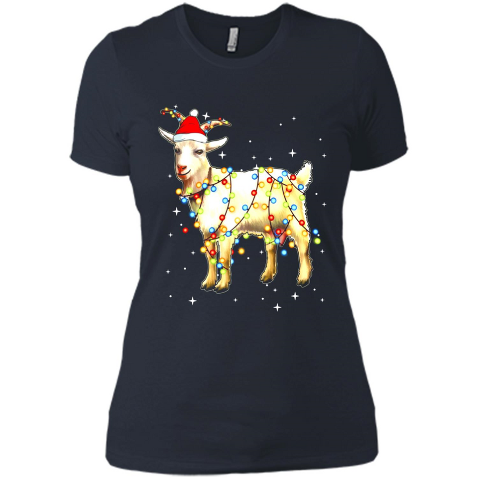 Christmas Lights Goat Wearing Santa Hat Funny Xmas - Ladies' Boyfriend T-Shirt