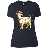 Christmas Lights Goat Wearing Santa Hat Funny Xmas - Ladies' Boyfriend T-Shirt