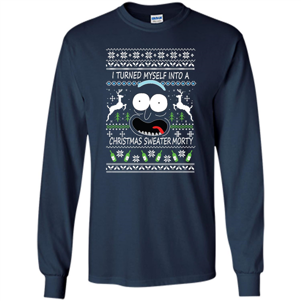 RICK AND MORTY-I TURNED MYSELF INTO A CHRISTMAS SWEATER MORTY UGLY XMAS SWEATER