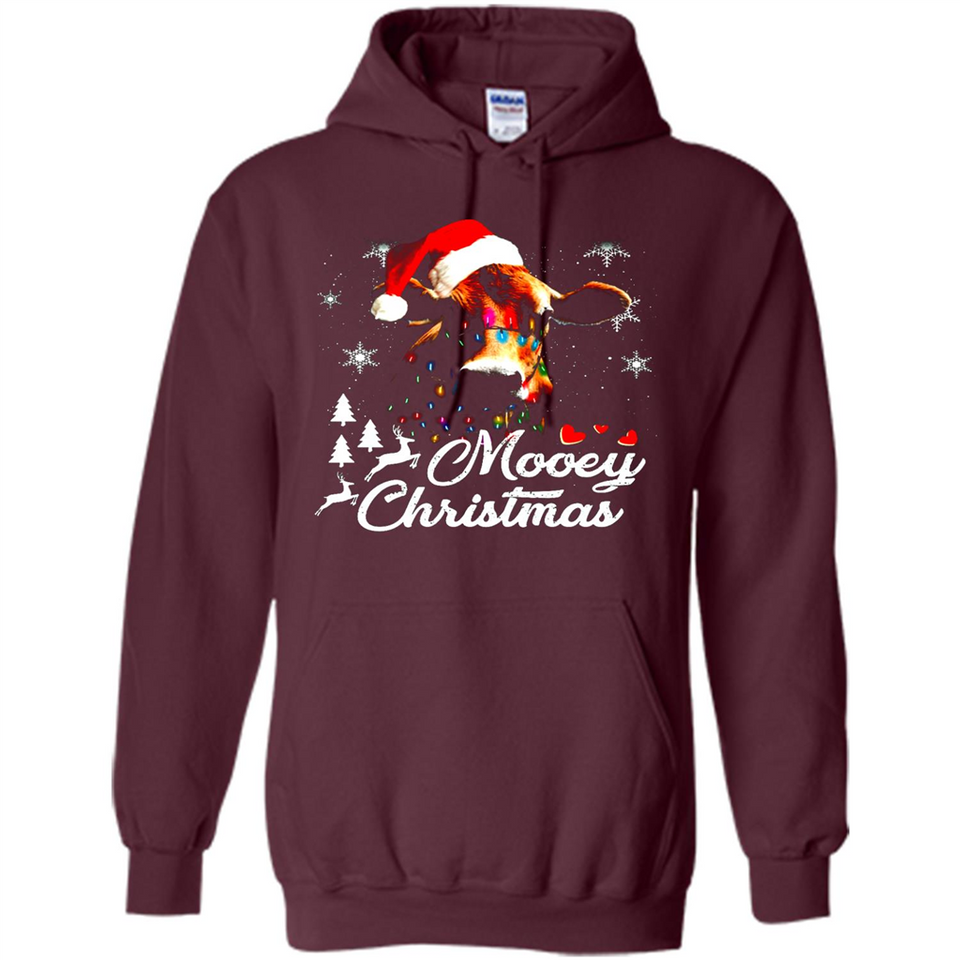 Mooey Christmas Cow Santa Christmas Lover Lights Sweatshirt - Hoodie