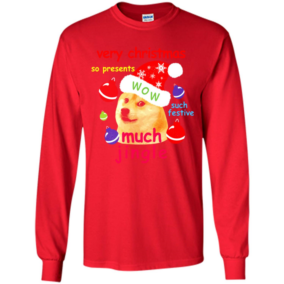 Christmas Doge Meme Shirts Funny Santa Shiba Inu Dog - Long Sleeve T-Shirt