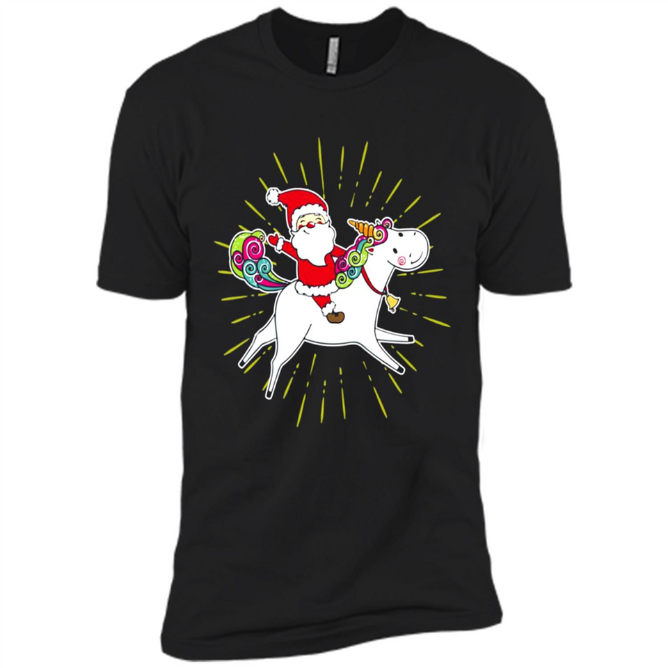 Unicorn And Santa Christmas - Premium Short Sleeve T-Shirt