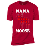 Nana Moose Funny Christmas Plaid Buffalo T-Shirt - Premium Short Sleeve T-Shirt