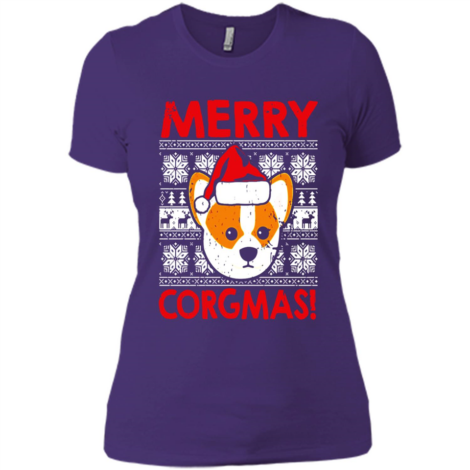 Funny Christmas Santa Corgi Dog Merry Corgmas - Ladies' Boyfriend T-Shirt
