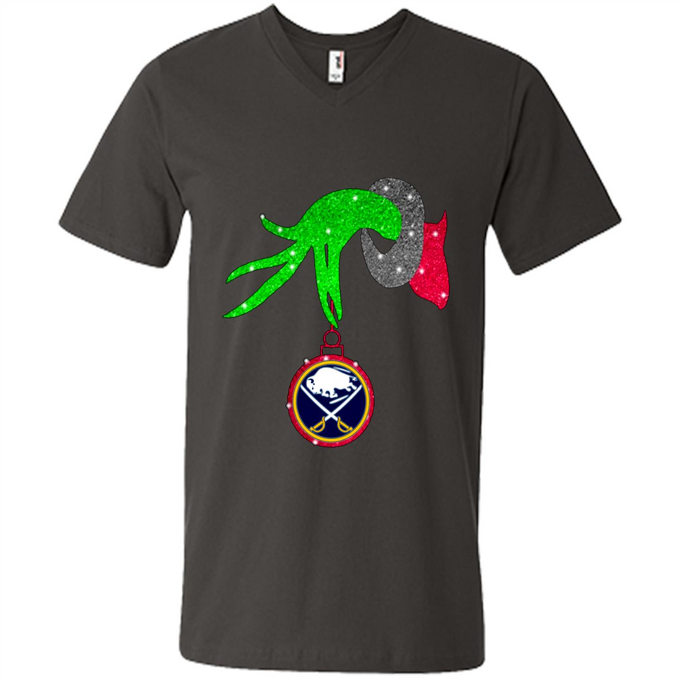 GRINCH HAND HOLDING BUFFALO SABRES GLITTER CHRISTMAS PINGPONG