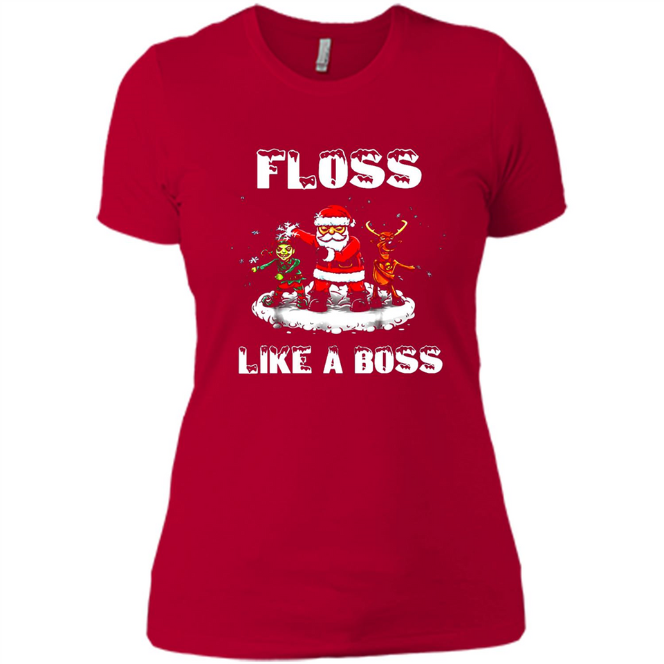 Floss Like A Boss Santa Flossing Dance Funny - Ladies' Boyfriend T-Shirt