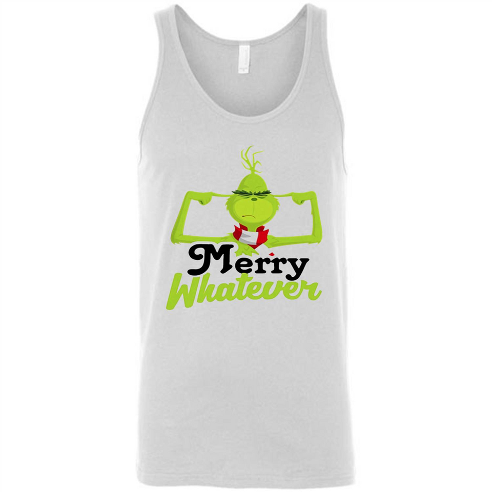 Grinch Merry Whatever Funny Christmas Sporty - Canvas Unisex Tank
