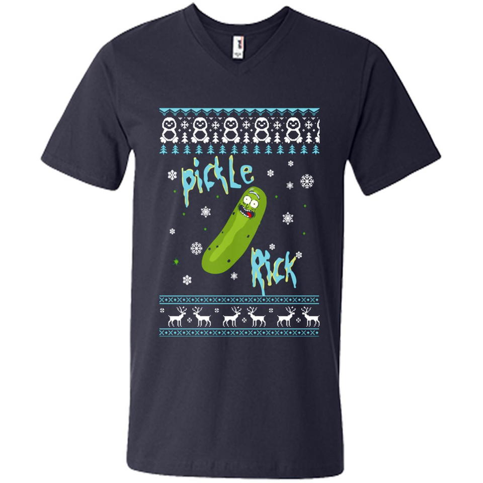 Rick and Morty Pickle Rick Ugly Christmas Sweater - Men's V-Neck