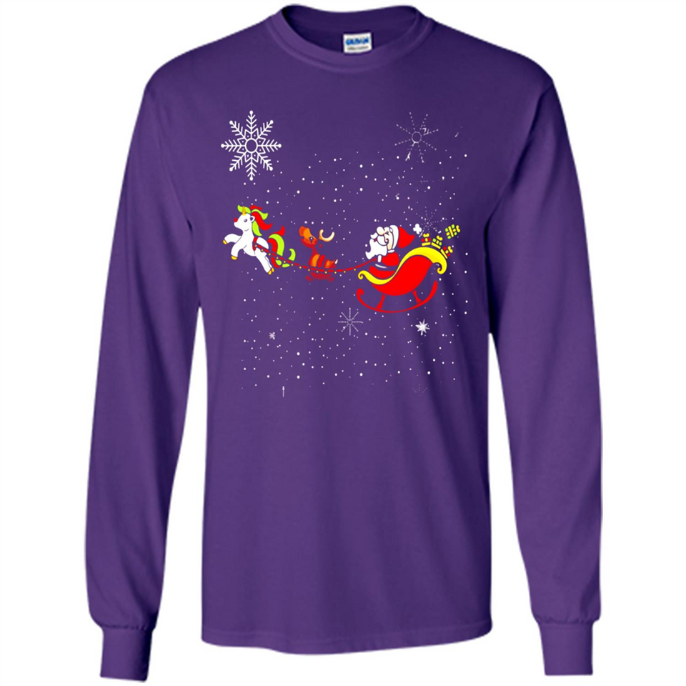 Christmas Unicorn Rudolph and Santa - Long Sleeve T-Shirt
