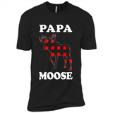 Papa Moose Funny Christmas Plaid Buffalo T-Shirt - Premium Short Sleeve T-Shirt