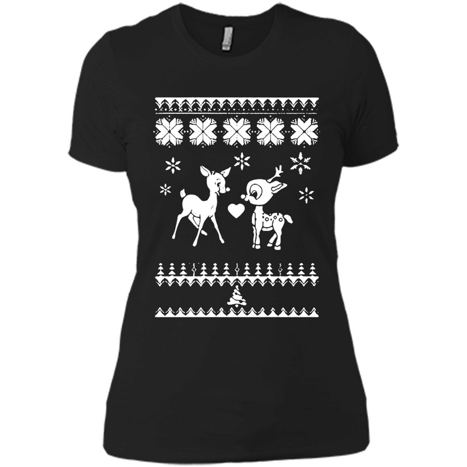 Rudolph and Clarice Ugly Christmas Sweater - Ladies' Boyfriend T-Shirt