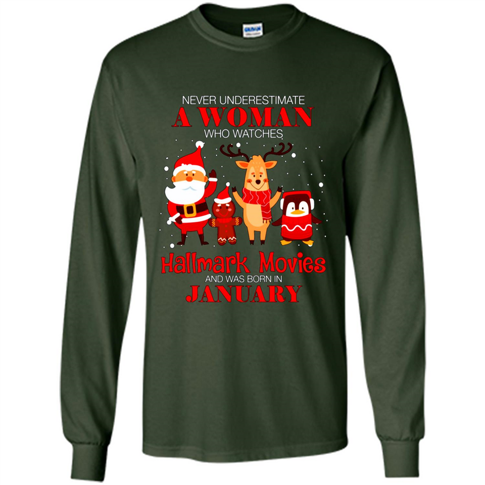 Never Underestimate A January Woman Watches Hallmark Movies Sweatshirt PINGPONG