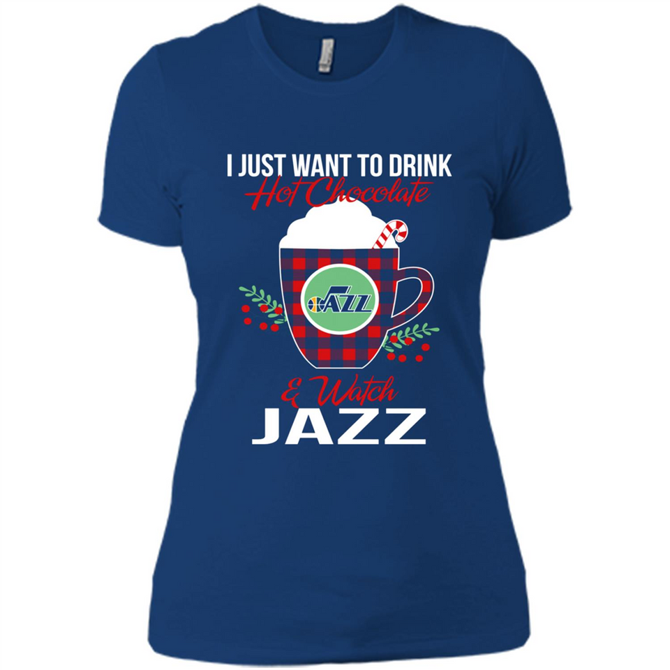 I Just Want To Drink Hot Chocolate & Watch Utah Jazz Ugly Christmas Sweater PINGPONG