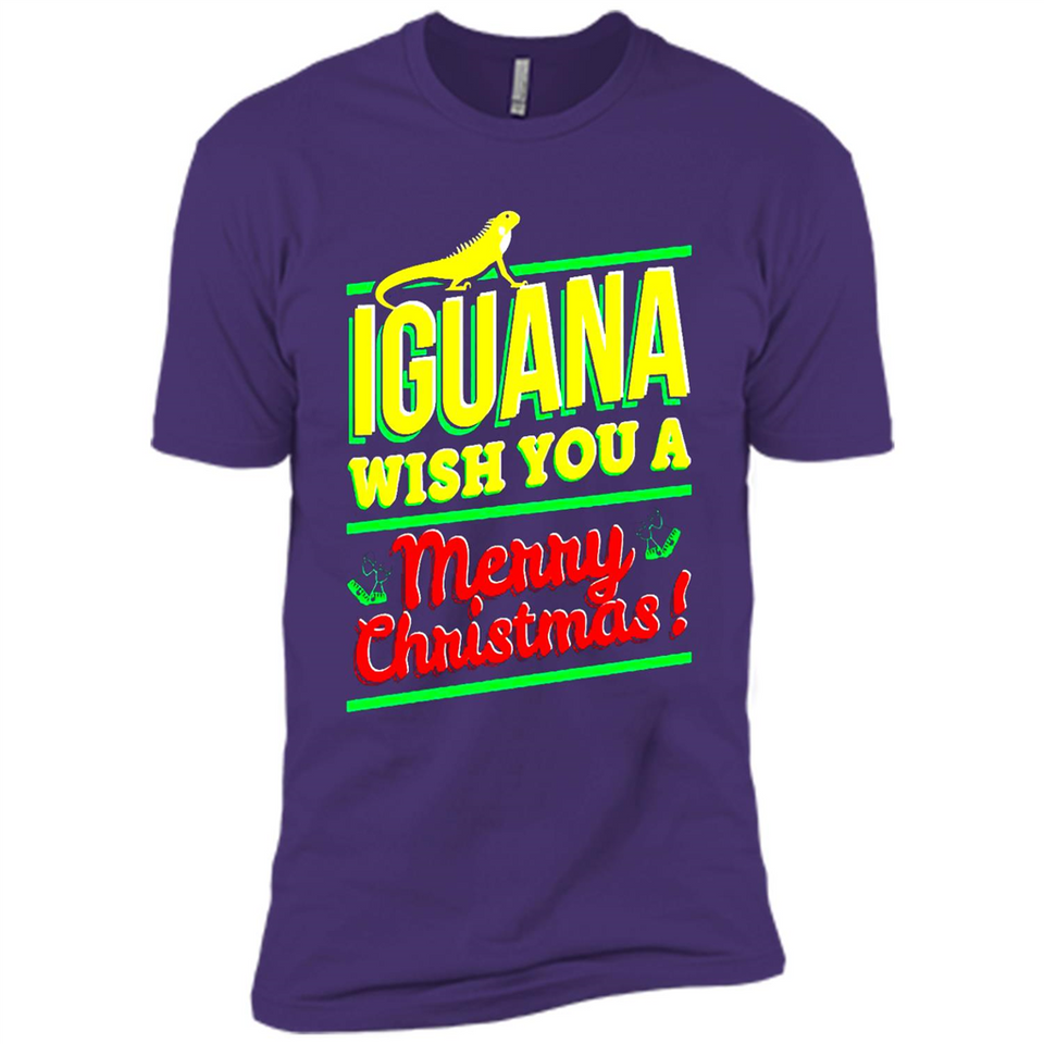Iguana Wish You A Merry Christmas Animal - Premium Short Sleeve T-Shirt