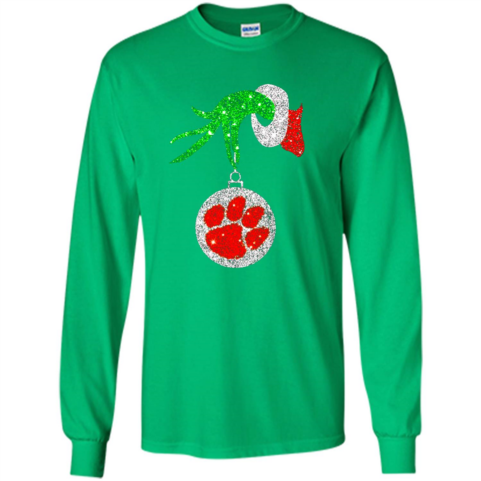 Amazing tee Clemson Tigers Glitter Grinch Monogram Ornament Christmas Gift - Sao chép - Long Sleeve T-Shirt