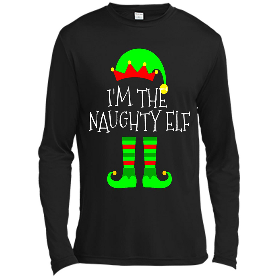 Matching Family Christmas Shirt Funny I'm The Naughty Elf Black mugs PINGPONG - Canvas Long Sleeve T-Shirt