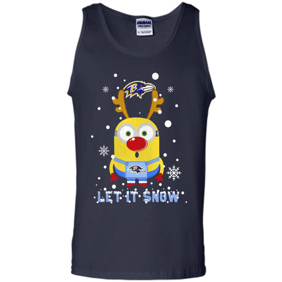 Minion Baltimore Ravens Ugly Christmas Sweater Let it Snow - Tank Top