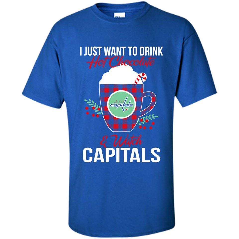 I Just Want To Drink Hot Chocolate & Watch Washington Capitals Ugly Christmas Sweater PINGPONG