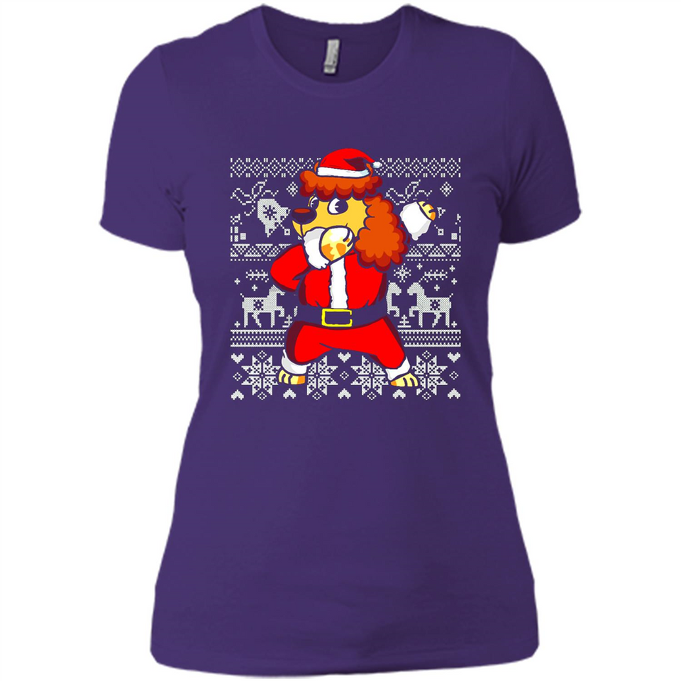 Dabbing Poodle Santa Christmas Holiday Sweatshirt - Ladies' Boyfriend T-Shirt