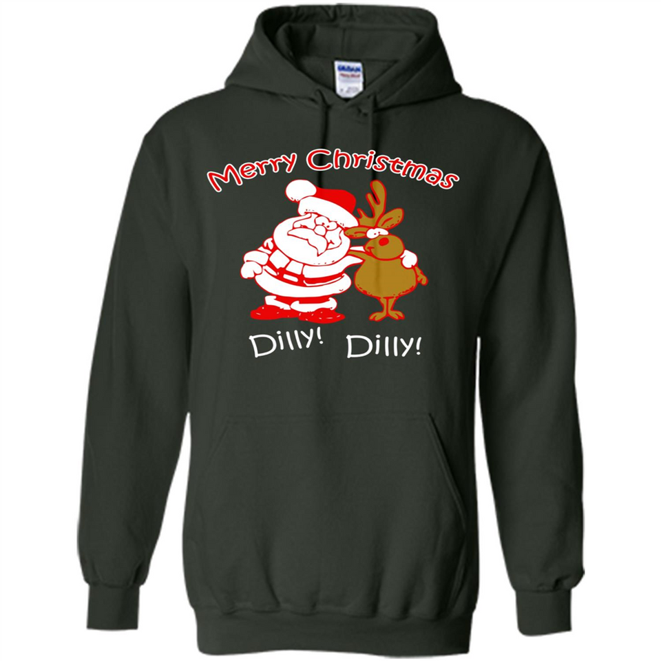 Christmas T-Shirt Santa And Reindeer Dilly Dilly - Hoodie