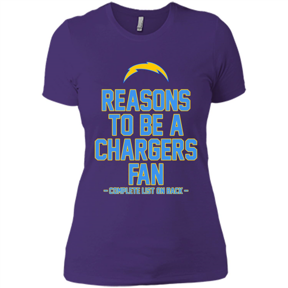 Reasons to be a Los Angeles Chargers Fan Complete List on Back - Ladies' Boyfriend T-Shirt
