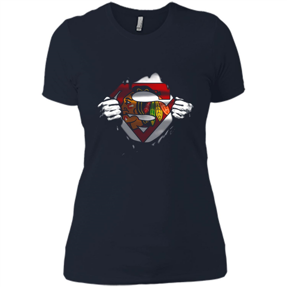 Chicago Blackhawks And Superman Fans - Ladies' Boyfriend T-Shirt