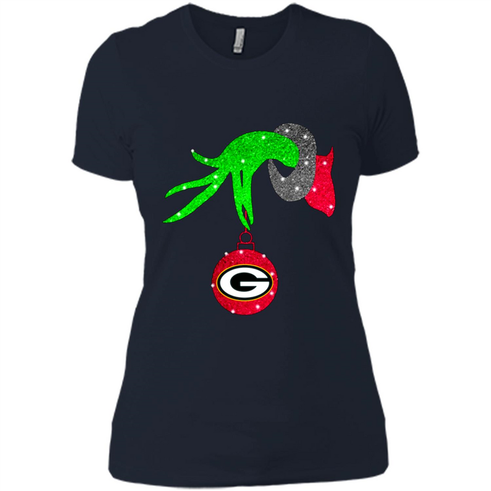 GRINCH HAND HOLDING GREEN BAY PACKERS GLITTER CHRISTMAS PINGPONG