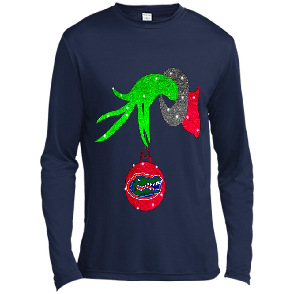GRINCH HAND HOLDING FLORIDA GATORS GLITTER CHRISTMAS PINGPONG