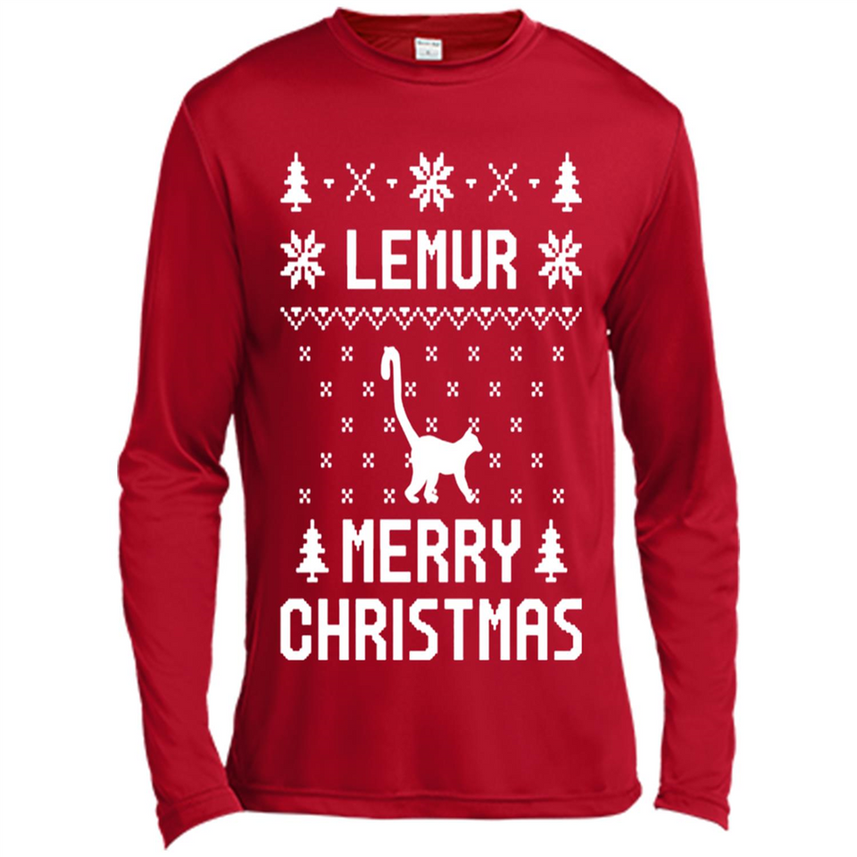 Vintage Tee For Women Men Graphic Shirts Lemur Ugly Christmas Sweater - Canvas Long Sleeve T-Shirt