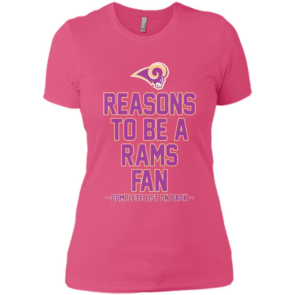 Reasons to be a Los Angeles Rams Fan Complete List on Back - Ladies' Boyfriend T-Shirt