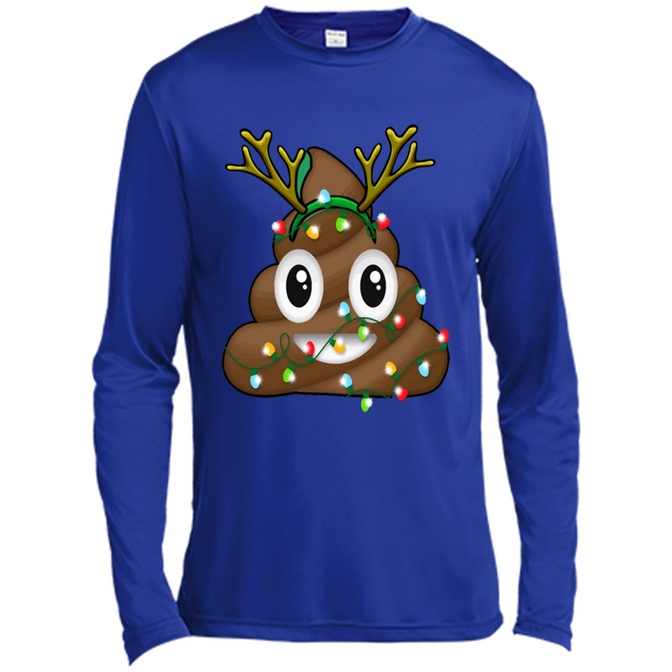 Reindeer Poop Emoji Cute Merry Christmas T-Shirt - Canvas Long Sleeve T-Shirt