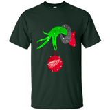 GRINCH HAND HOLDING DETROIT RED WINGS GLITTER CHRISTMAS PINGPONG
