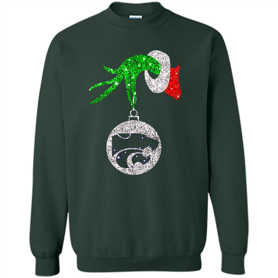 Amazing Kansas State Wildcats Glitter Grinch Monogram Ornament Christmas Gift - Sweatshirt