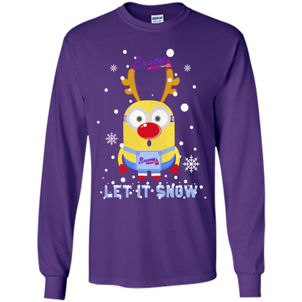 Minion Atlanta Braves Ugly Christmas Sweater Let it Snow - Long Sleeve T-Shirt