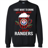 I Just Want To Drink Hot Chocolate & Watch Texas Rangers Ugly Christmas Sweater PINGPONG
