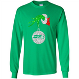 Funny Seattle Seahawks Glitter Grinch Monogram Ornament Christmas Gift - Long Sleeve T-Shirt