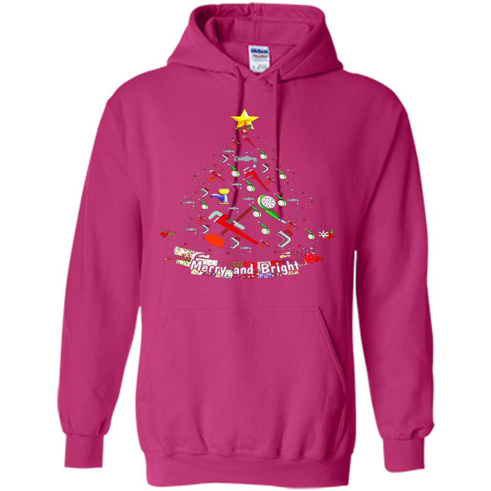 Merry And Bright Plumber Christmas Tree Shirt PINGPONG - Hoodie