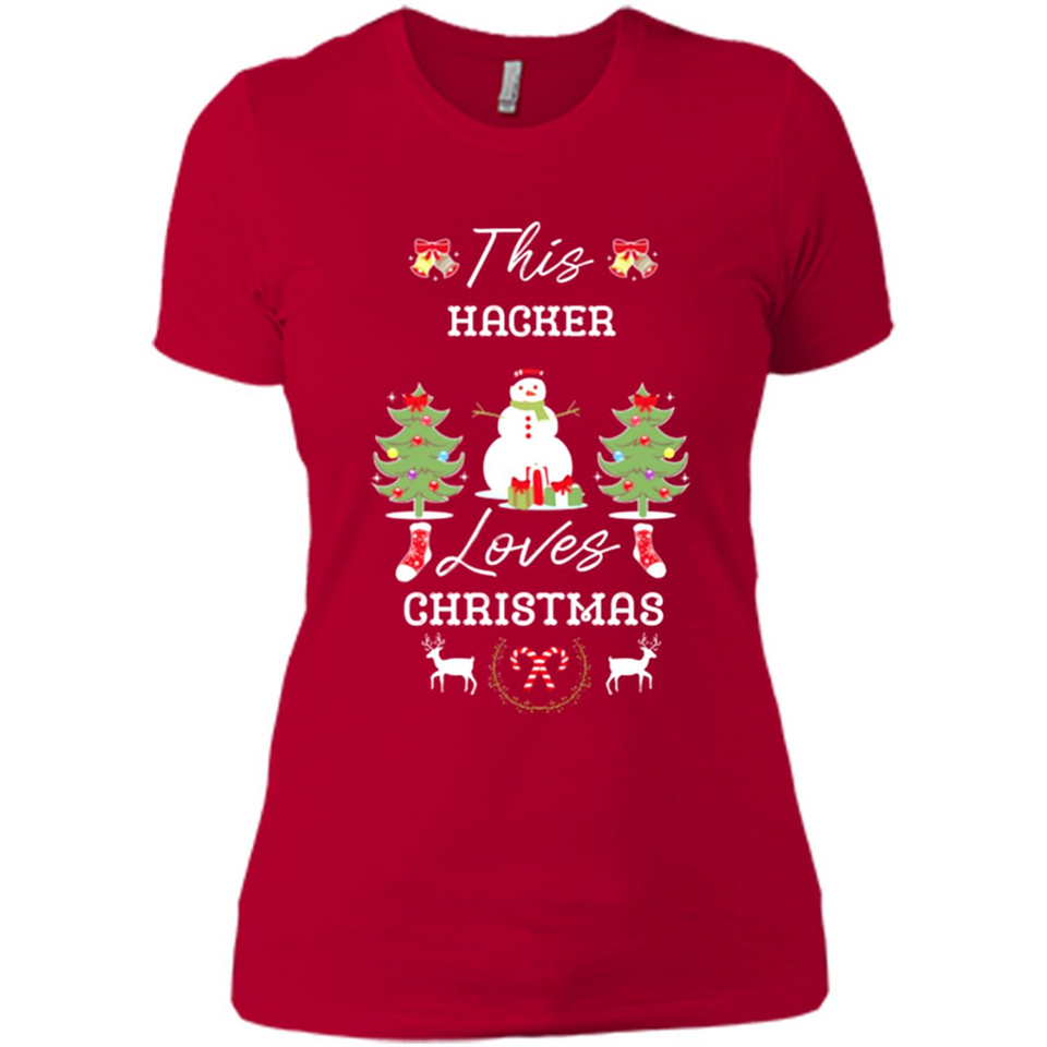 This Hacker Loves Christmas Tree Shirt with Snowman