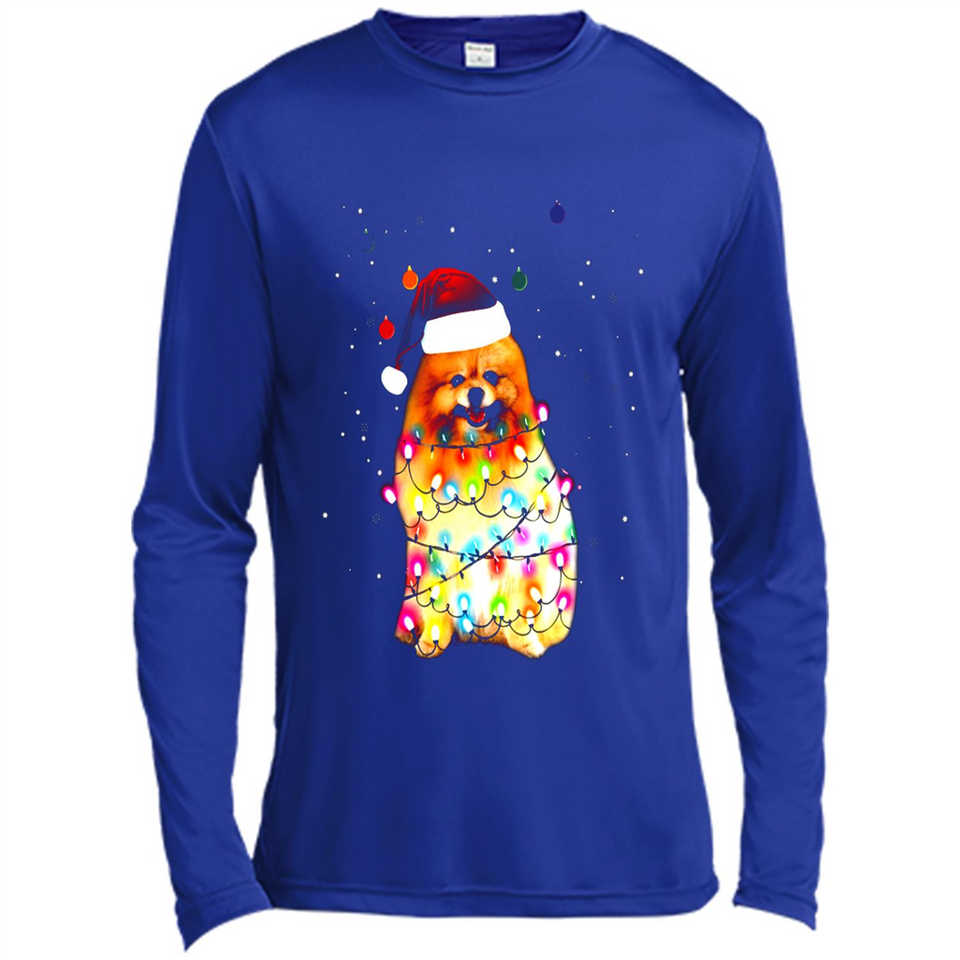 Pomeranian Santa Lights Christmas Dog Xmas Sweatshirt - Canvas Long Sleeve T-Shirt