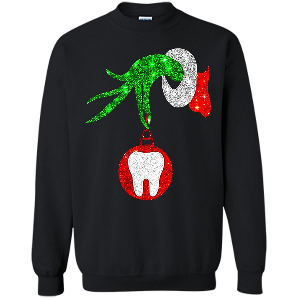 Christmas Nurse Grinch hand holding clinic dental ornament - Sweatshirt