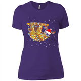 Christmas Lights Sloth Wearing Santa Hat Funny Xmas - Ladies' Boyfriend T-Shirt