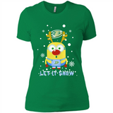 Minion Anaheim Ducks Ugly Christmas Sweater Let it Snow - Ladies' Boyfriend T-Shirt