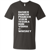 Dasher Dancer Prancer Vixen Tequila Rum Vodka Whiskey Reindeer Christmas T-Shirt - Men's V-Neck