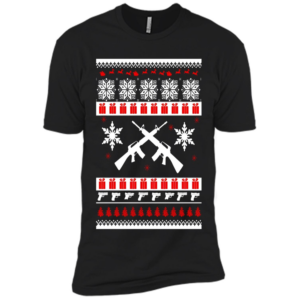 Rifle I Want Rifle Guns For Christmas ugly - Premium Short Sleeve T-Shirt